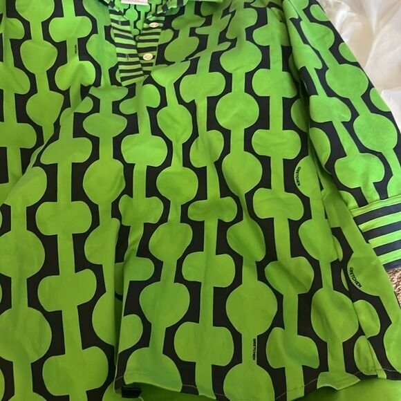 Gretchen Scott green and blue collared top - Picture 6 of 7